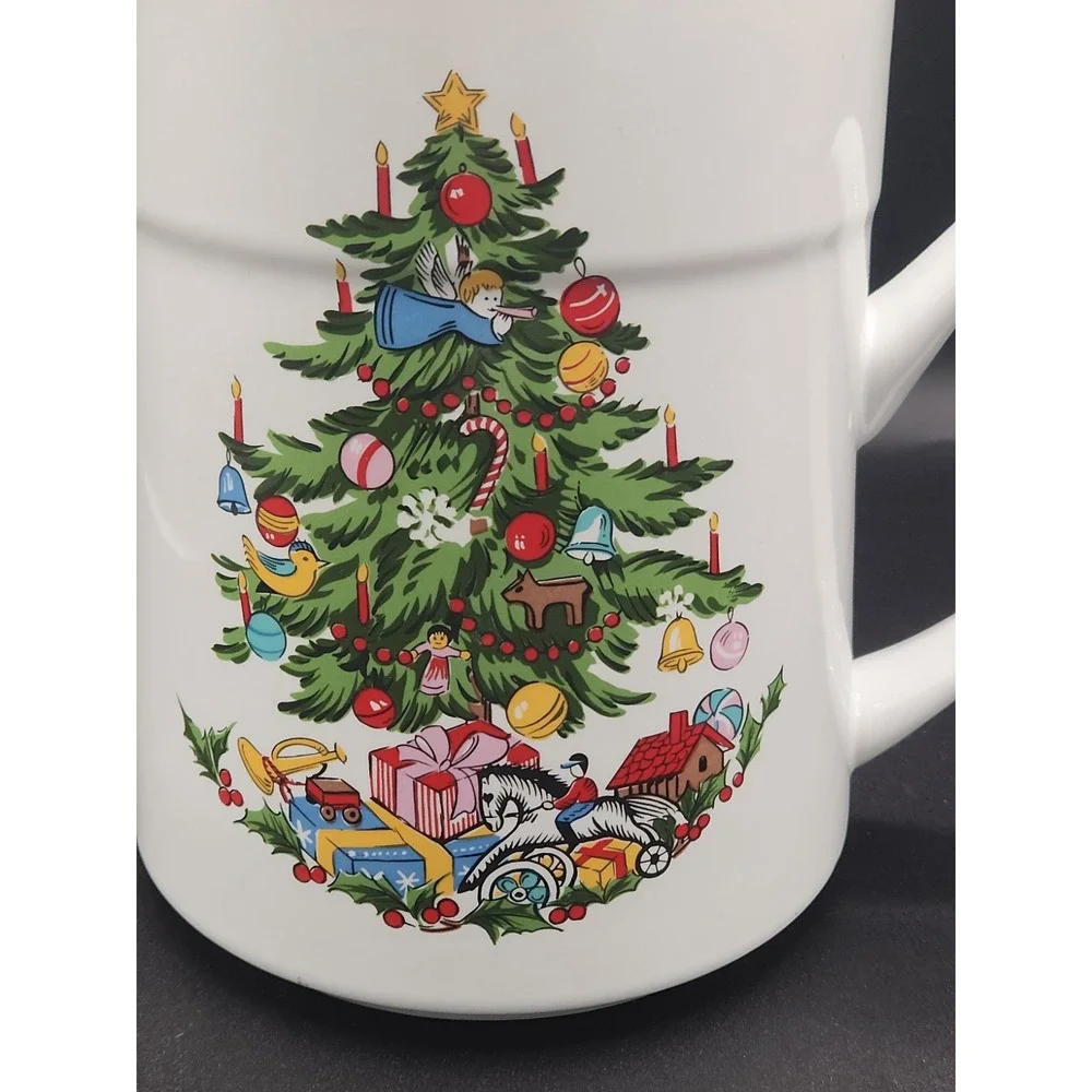 Vintage ‎ Large Stoneware Christmas Pitcher Christmas Tree Japan 7